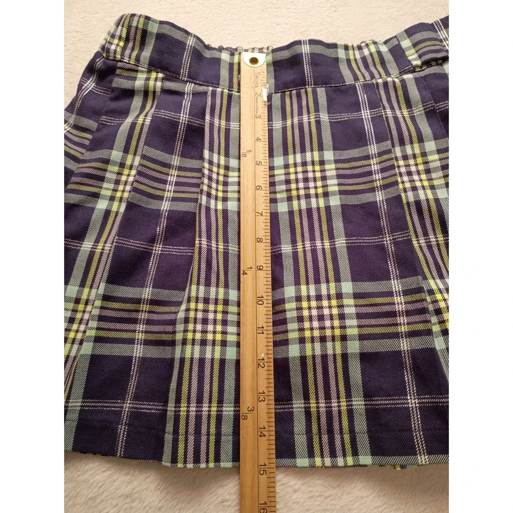 Justice Girls XL Plus Purple Green Plaid Pleated Skort Metallic Accents NWOT